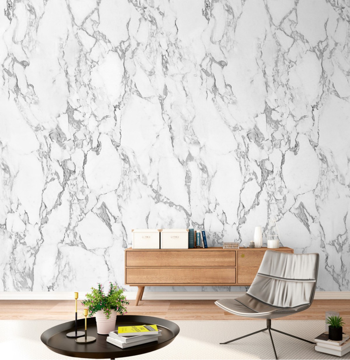 One Roll One Motif A52501 White Marble